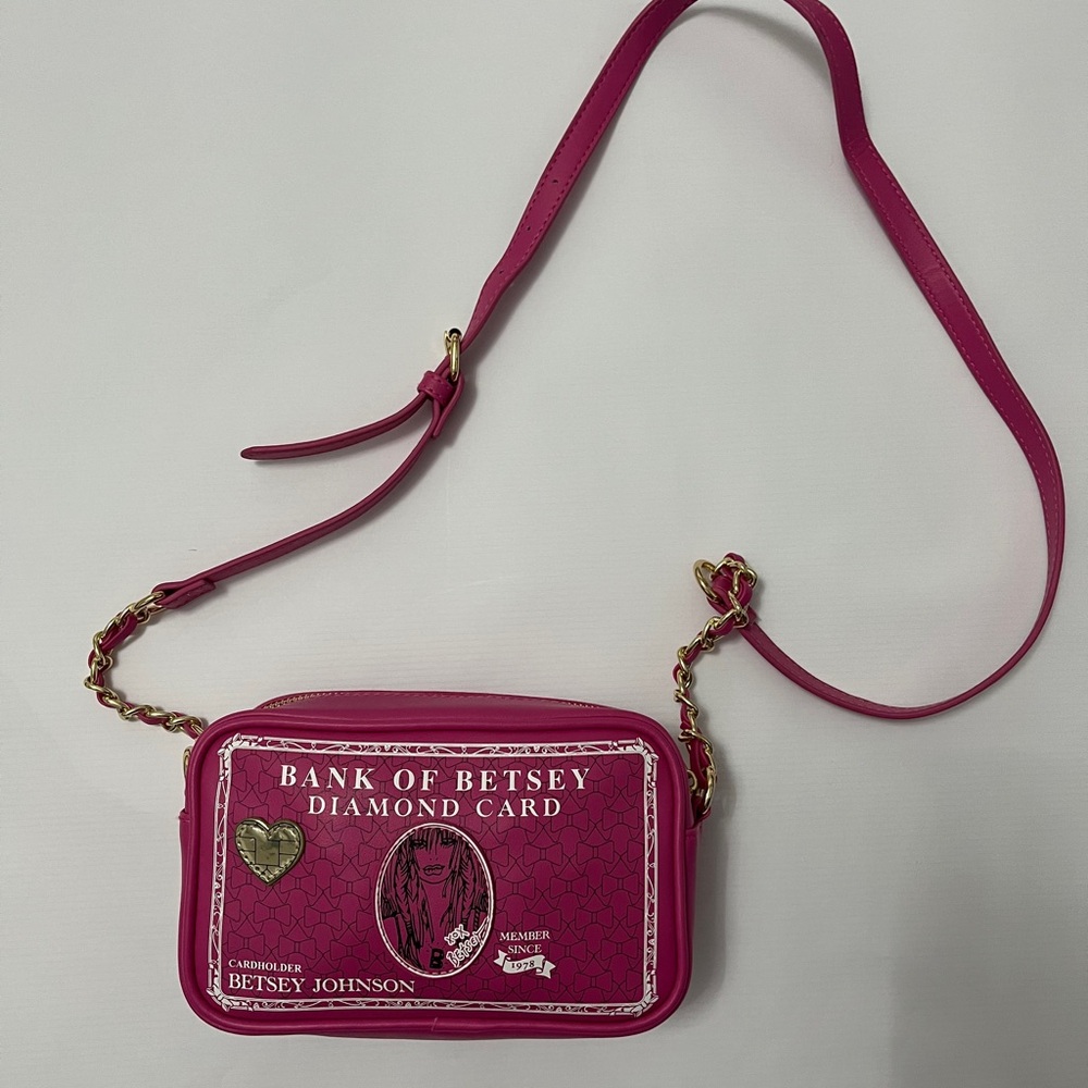 Betsey Johnson Fuchsia Crossbody Bag with Gold Chain